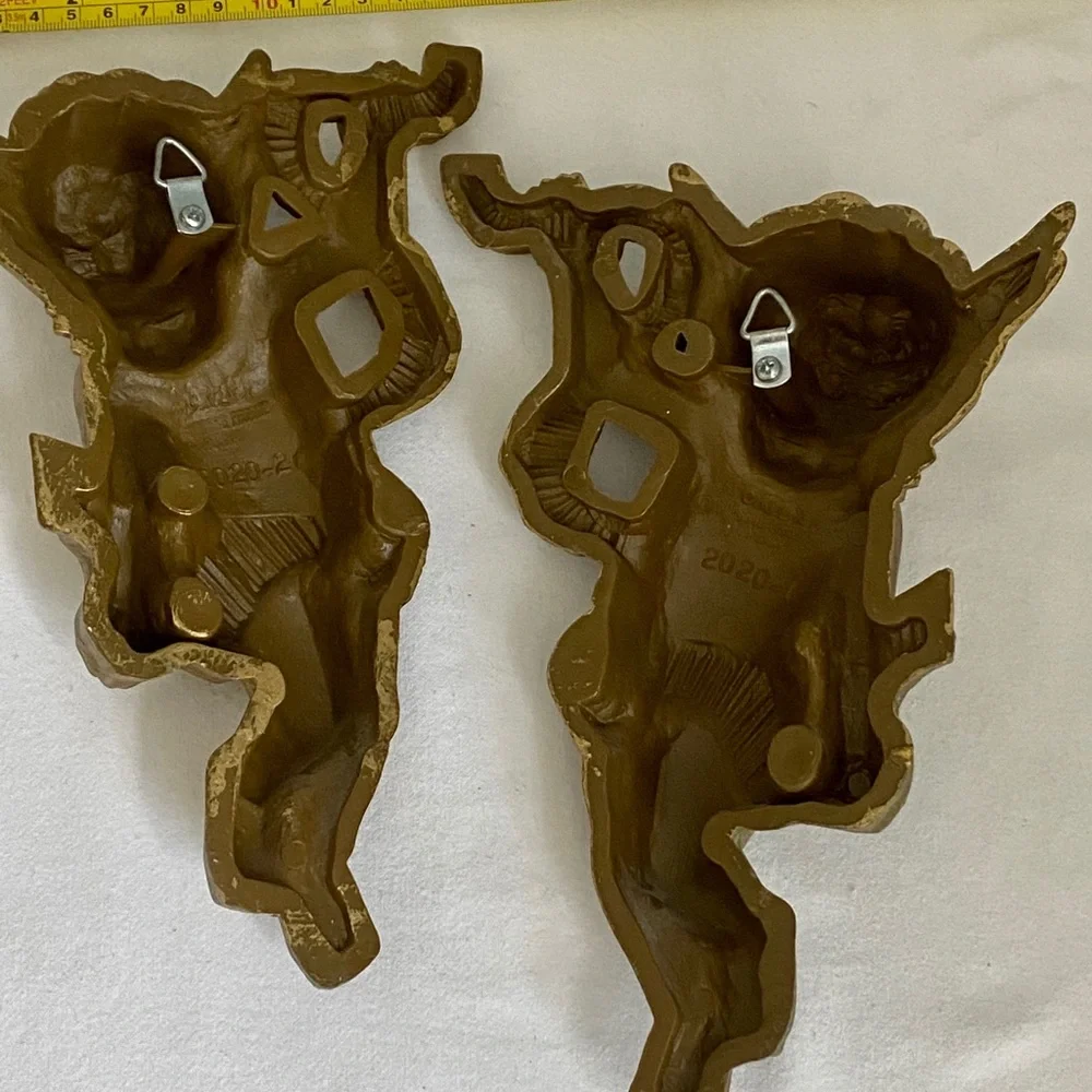 Vtg Gold Cherub Angel Wall‎ Hangings 1970’s